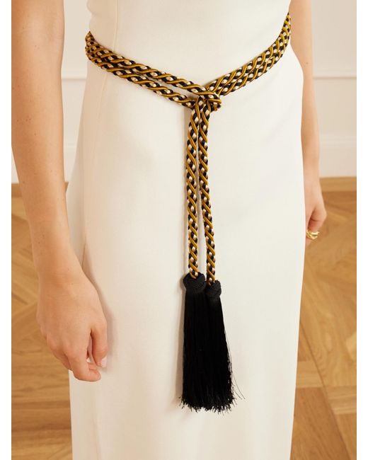 Le Sundial White Palais Tasseled Braided Cord Belt