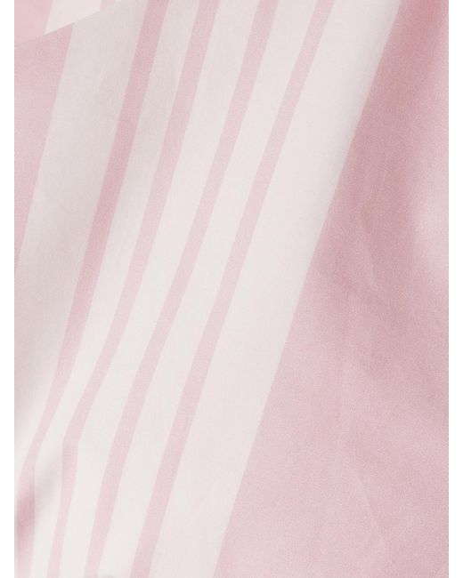 Posse Pink Rosie Cropped One-Shoulder Tie-Detailed Striped Cotton Top
