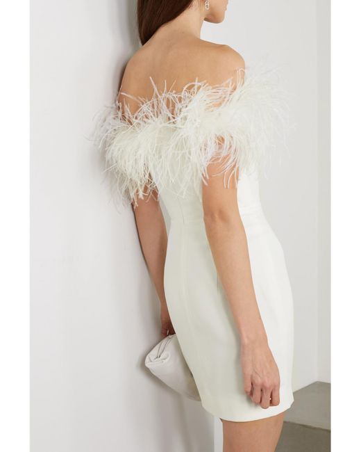 Mini-Robe Épaules Nues En Crêpe À Plumes Ava 16Arlington en coloris Natural