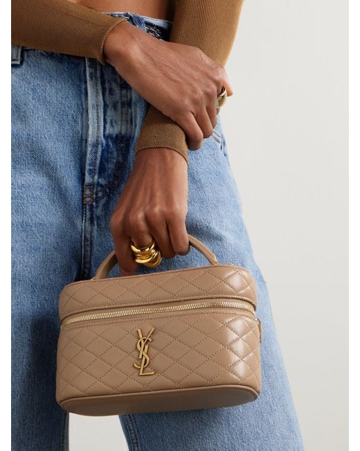Saint Laurent Metallic Gaby Vanity Mini Quilted Leather Shoulder Bag