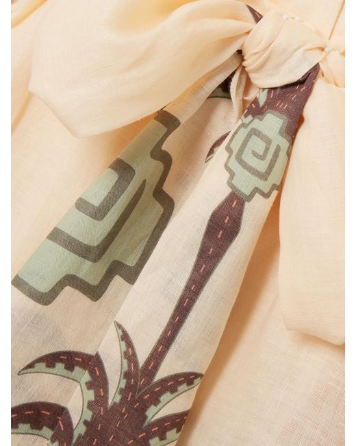 Johanna Ortiz Natural Boa Whisper Belted Printed Linen Coverup