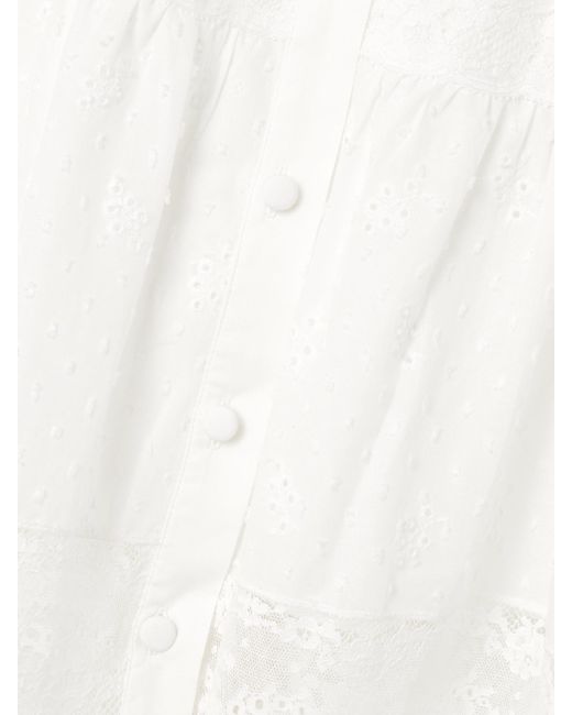 Loretta Caponi White Poppi Lace-Trimmed Tiered Broderie Anglaise Cotton Maxi Dress