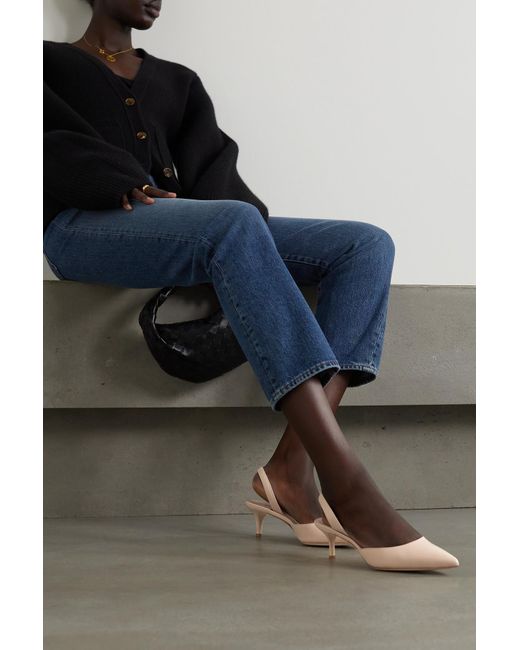 Manolo Blahnik Carolyne 50 Leather Slingback Pumps | Lyst