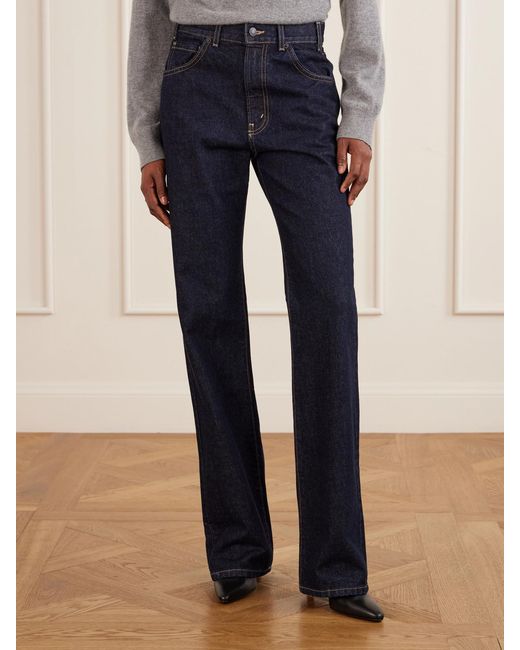 Nili Lotan Blue Joan High-Rise Straight-Leg Jeans