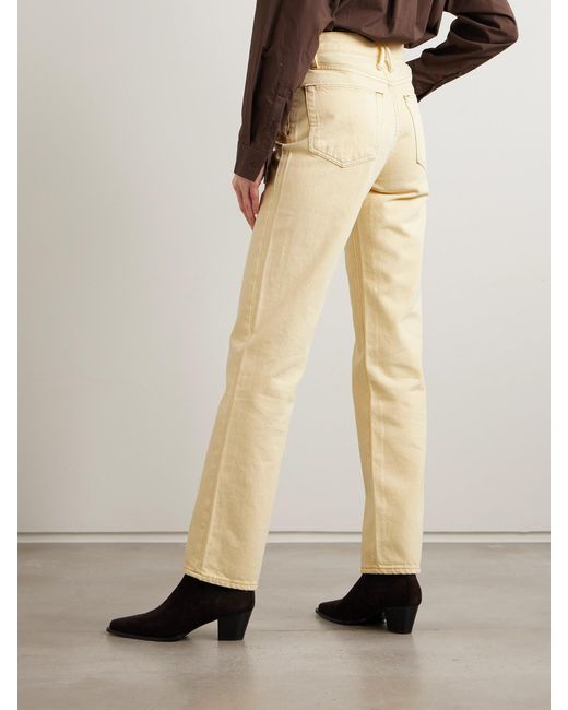 SLVRLAKE Denim Natural London Cropped High-Rise Straight-Leg Jeans