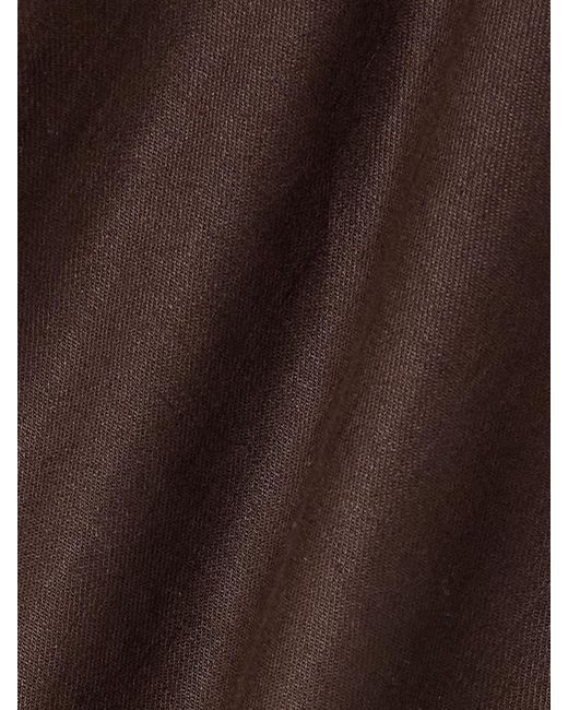 Loro Piana Brown Gaia Asymmetric Linen Blouse