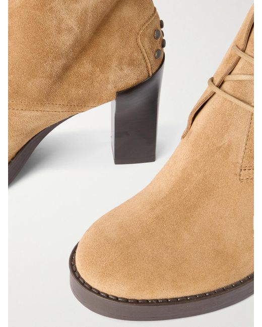 Tod's Natural Gomma Ankle Boots Aus Veloursleder