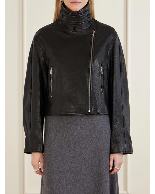 Nour Hammour Black Varda Full-Grain Leather Jacket