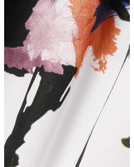 Erdem Blue Gathered Floral-Print Cotton-Blend Twill Midi Skirt