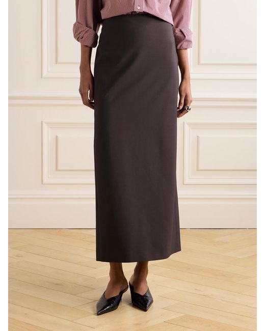 Brunello Cucinelli Black Wool-Blend Midi Skirt
