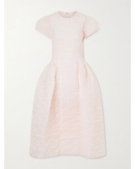CECILIE BAHNSEN Pink Cleopatra Matelassé Organza Midi Dress