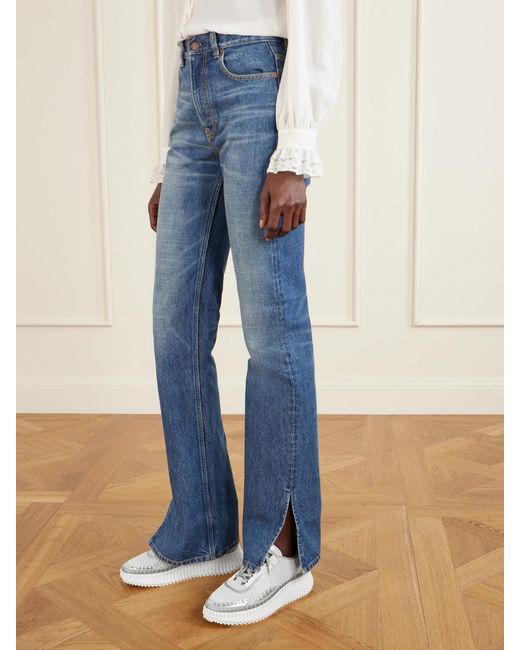 Chloé White Nama Metallic Leather-Trimmed Mesh Sneakers