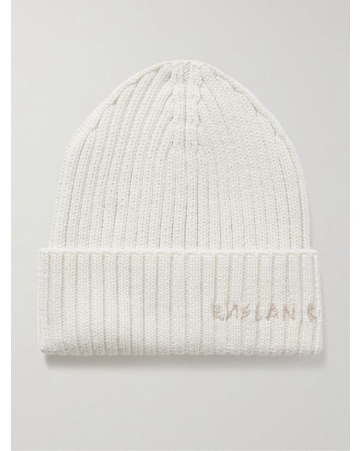 Ruslan Baginskiy Natural Beanie Aus Einer Gerippten Wollmischung Mit Stickerei