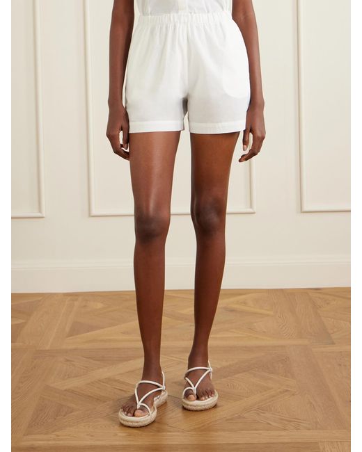 Lido White Cotton-Poplin Shorts
