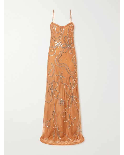 Alix Of Bohemia White Athens Paillette-Embellished Silk-Blend Maxi Dress