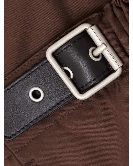 Mini-Jupe En Serge De Coton Et De Soie Mélangés À Finitions En Cuir Et À Boucle Loewe en coloris Brown