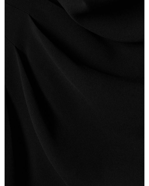Proenza Schouler Black Shira Draped Strapless Crepe Midi Dress