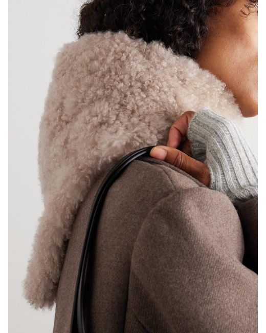 Yves Salomon Natural Shearling And Wool Scarf