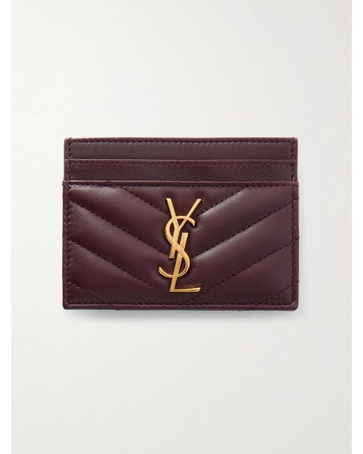 Saint Laurent Purple Cassandre Matelassé Leather Cardholder