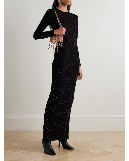 Rabanne Black Studded Wool Maxi Dress