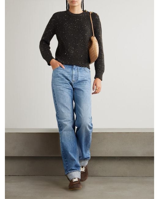 Bottega Veneta Black Button-Detailed Ribbed Wool-Blend Sweater