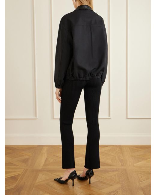Courreges Black Logo-Embroidered Cotton Canvas Bomber Jacket
