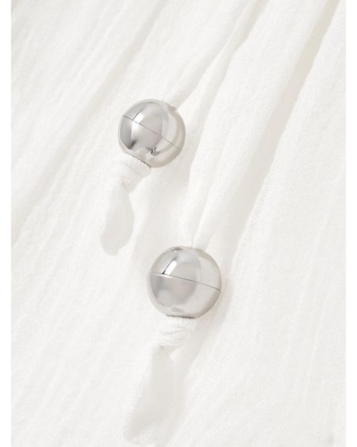 Lisa Marie Fernandez White Hose Mit Weitem Bein Aus Gaze Aus Einer Leinenmischung