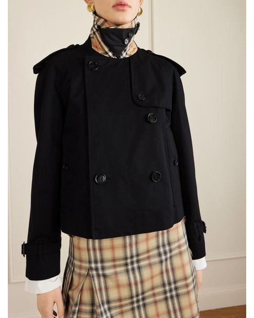 Burberry Black Double-Breasted Cotton-Gabardine Jacket