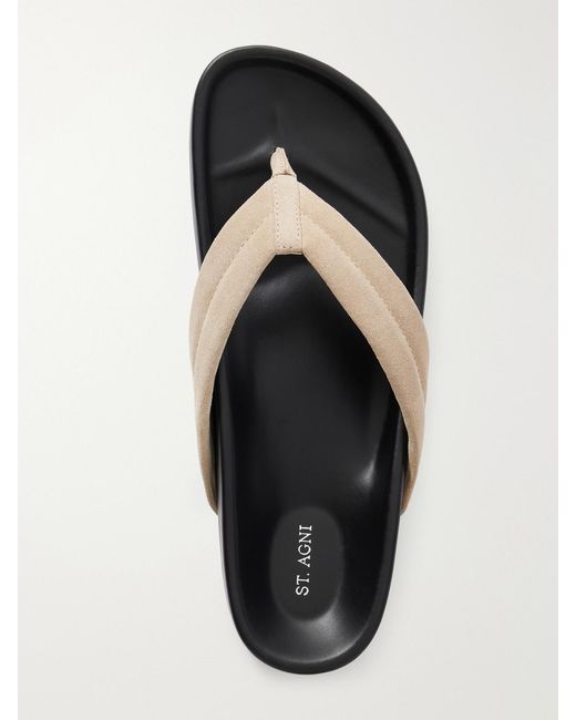 St. Agni White Suede Platform Thong Sandals