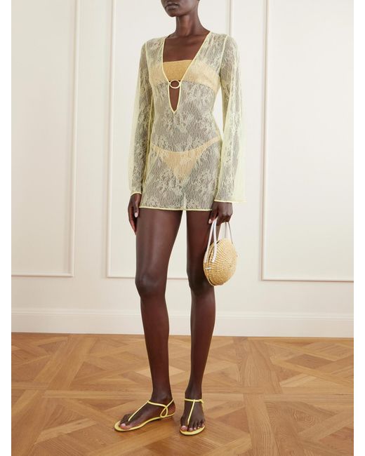 Oseree Natural Lace O Metallic Kaftan
