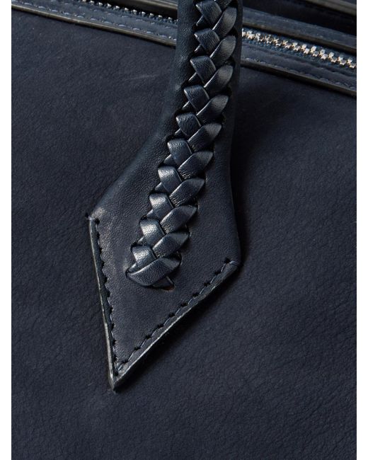 Metier Blue Vérité City Braided Leather-Trimmed Nubuck Tote