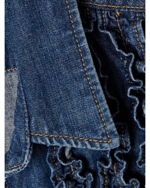 Nili Lotan Blue Lexa Ruffled Denim Shirt