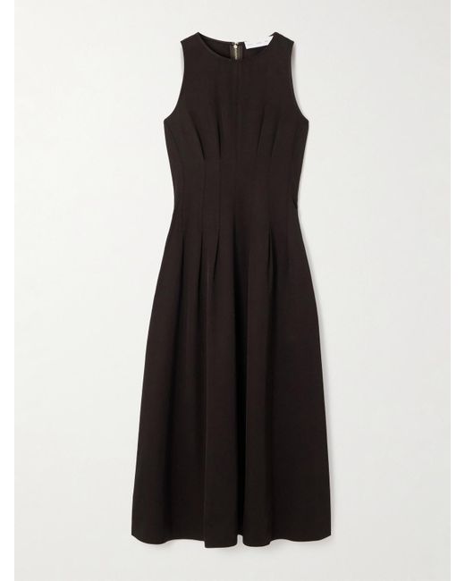 Proenza Schouler Black Bronwyn Midikleid Aus Twill Mit Falten