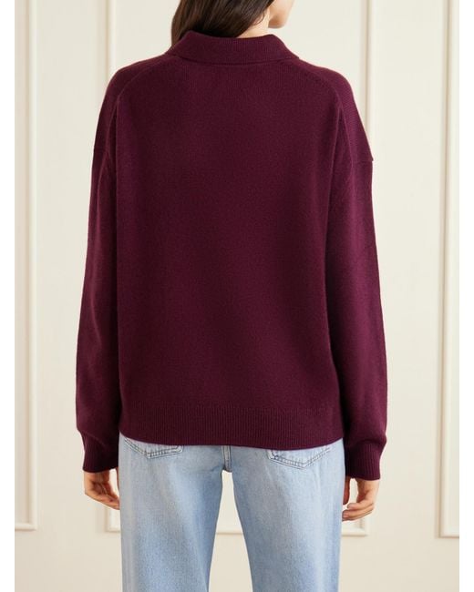 Anine Bing Purple Cashmere Polo Sweater