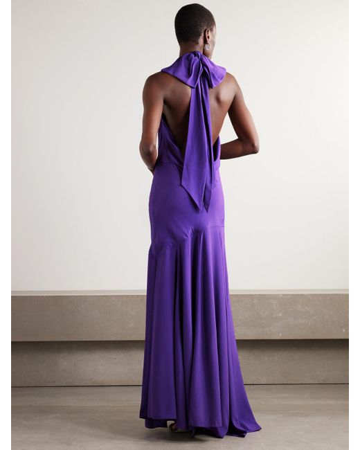 Simone Rocha Purple Crepe Halterneck Gown