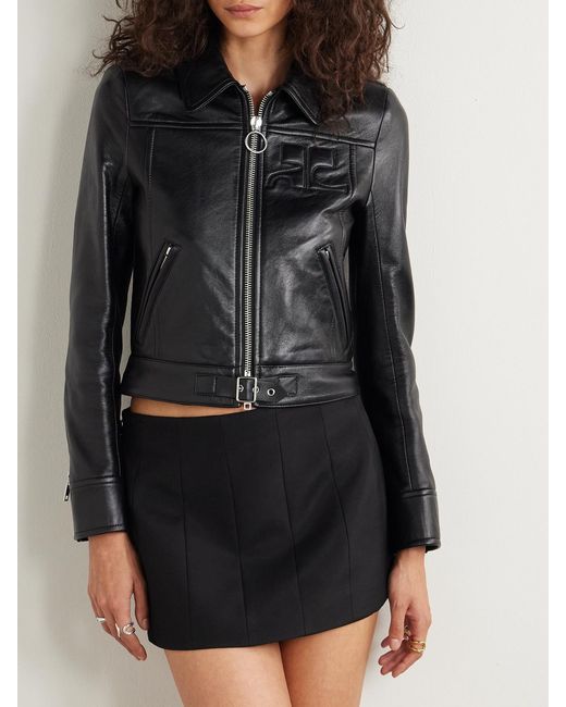 Courreges Black Embossed Leather Jacket