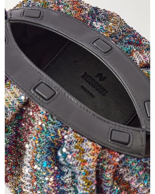 Missoni Blue Caperdoni Sequined Striped Shoulder Bag