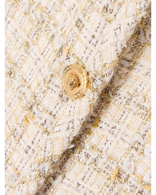 Versace Natural Verkürzte Jacke Aus Tweed Aus Einer Baumwollmischung