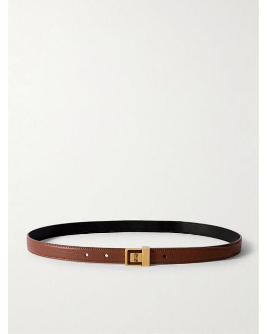 Saint Laurent White Taillengürtel Aus Leder