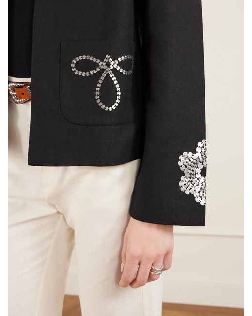 Alix Of Bohemia Black Francis Lovebird Embellished Silk Jacket