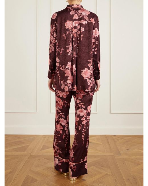 Borgo De Nor Red Nova Floral-Print Satin-Jacquard Shirt