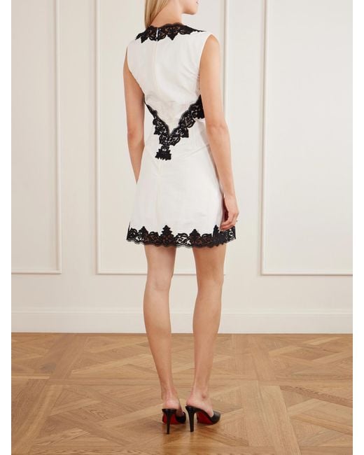 Jonathan Simkhai White Minna Lace-Appliquéd Cotton-Faille Mini Dress