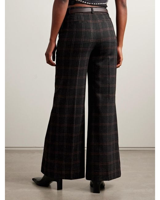 Sea Black Monroe Hose Mit Weitem Bein Aus Einer Karierten Wollmischung Mit Gürtel