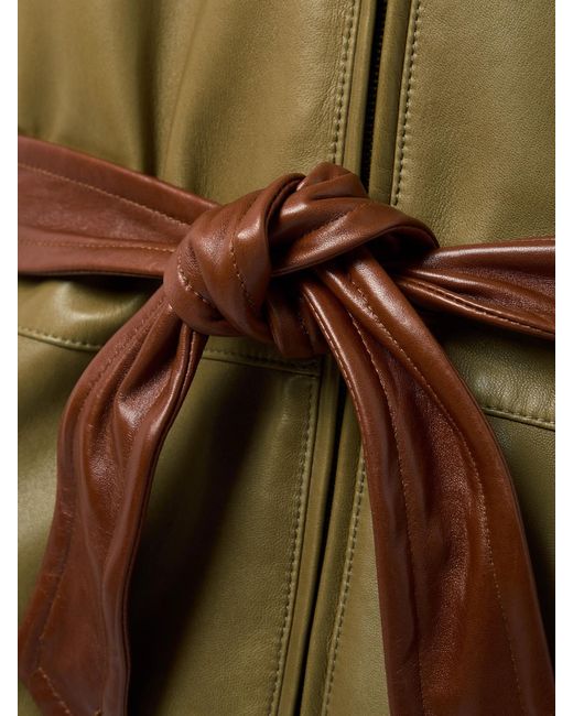 Saint Laurent Green Belted Leather Jacket