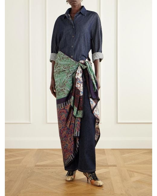 Dries Van Noten Red Floral-Printed Satin Scarf