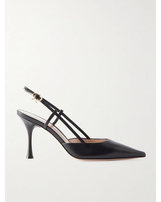 Gianvito Rossi Black Ascent 85 Leather Slingback Pumps