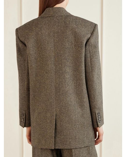 Saint Laurent Green Herringbone Wool And Silk-Blend Blazer