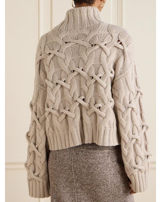 Pull À Col Montant En Cachemire À Mailles Torsadées Brunello Cucinelli en coloris Natural