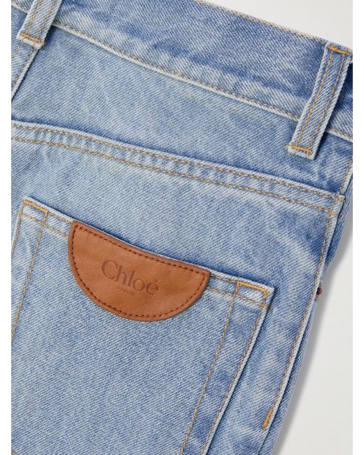 Chloé Blue Frayed High-Rise Wide-Leg Jeans