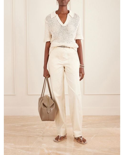 Joseph White Jaber Cotton-Blend Straight-Leg Pants